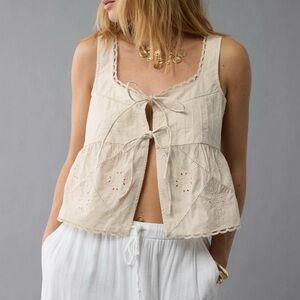 American Eagle Outfitters Cream Tie Vest